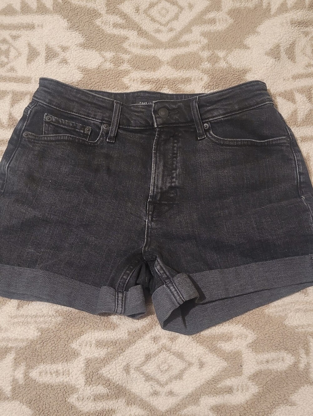 Free Assembly Women's Black Rolled Cuff Denim Shorts
